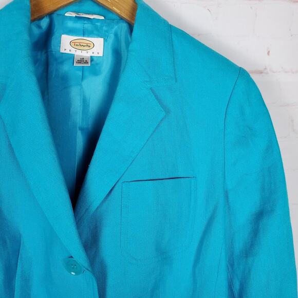 Talbots Irish Linen 3 Button Blazer Womens 10P Petite Blue Lined READ DESCRIPTIO - Picture 4 of 13